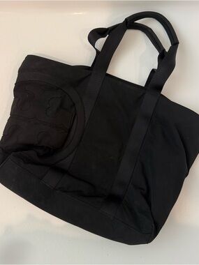 Tory Burch Black Nylon Tote Medium Logo Bag